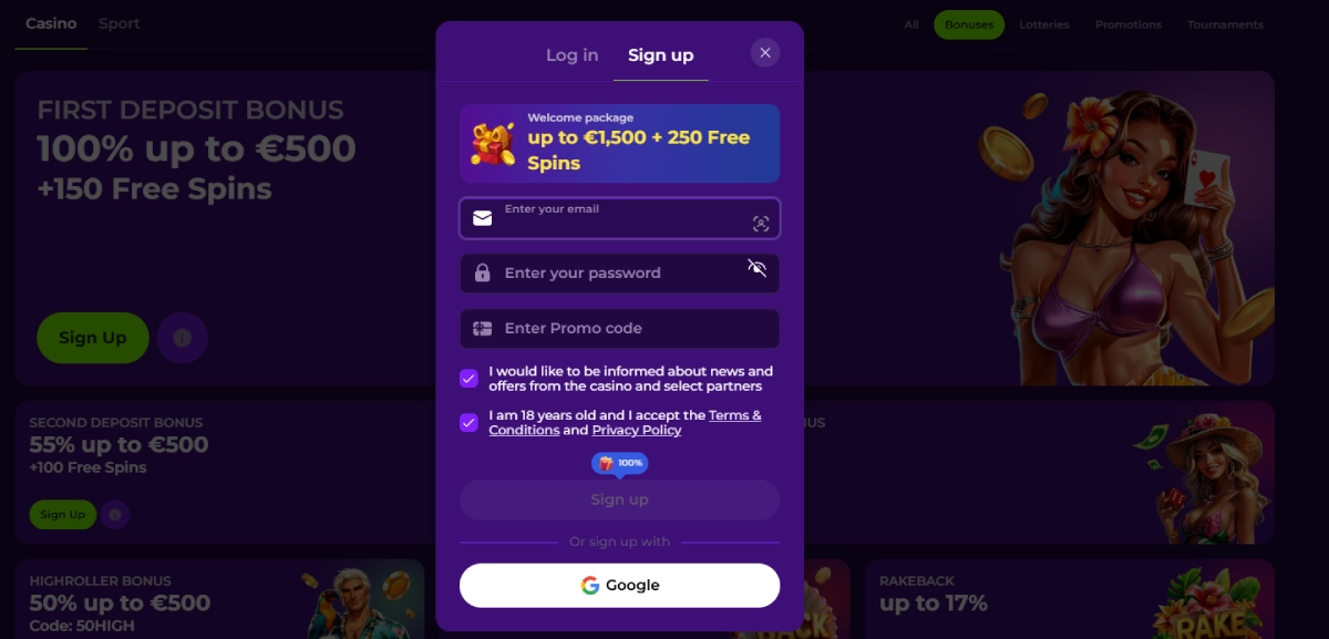 gambloria casino register