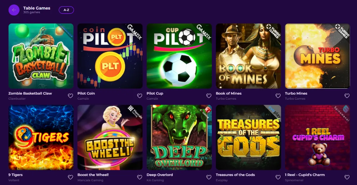 gambloria casino table games